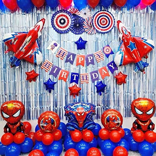Cpdd Spiderman Birthday Party Supplies Spiderman Birthday Party Decorations Superhero Theme Balloons Set Included 85 Pcs With Free Air Pump And Tape