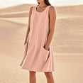 thumbnail image 3 of WILLBEST Vestidos Casuales Para Mujer Verano Vestido De Lino Para Mujer Vestido De Playa Informal Hasta La Rodilla Vestido Sin Mangas Vestido Casual Estampado De Verano Con Bolsillos, 3 of 3