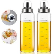 FARI Olive Oil and Vinegar Dispenser Bottles – 2 Pack of 17oz Glass Measuring Cruet