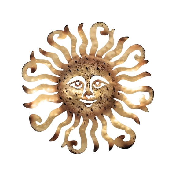 Metal Sun Wall Hanging Decor – Golden Sun Face for Indoor or Outdoor Display – Rustic Southwestern Accent for Home, Garden, Patio, or Yard – Unique Decorative Gift for Housewarming or Holiday