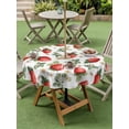 thumbnail image 5 of Outdoor Tablecloth with Umbrella Hole Zipper Red Strawberry Round Tablecloth 54" Waterproof Outside Table Cloth Summer Fruits Farmhouse Leaves Floral Rustic Patio Table Cover Tablecloths for Picnic, 5 of 8