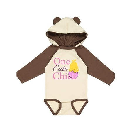 

Inktastic One cute chick Gift Baby Girl Long Sleeve Bodysuit