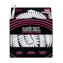Ernie Ball 30' Coiled Straight / Angle Instrument Cable - White