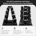 thumbnail image 3 of BalanceFrom 100 lb Rubber Coated Iron Dumbbell Hex Weights Set with A-Frame Rack, Black, 3 of 12