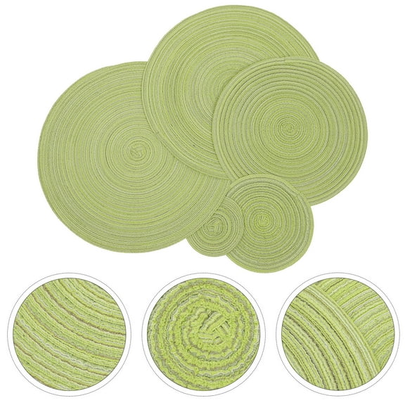 WHAMVOX Green Cotton Woven Placemat for Dining Protects and Decorates Tables Heat Resistant 5 Pieces