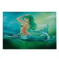 thumbnail image 2 of Underwater Cutting Board, Mermaid in Ocean on Waves Tail Sea Creatures Dramatic Sky Dark Clouds Print, Decorative Tempered Glass Cutting and Serving Board, Large Size, Blue Green, by Ambesonne, 2 of 5