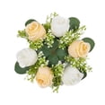 thumbnail image 2 of Anillo de vela floral artificial, corona de vela, corona de rosas pequeñas, anillo de vela de flor sintética, portavelas para cena fiesta en casa Champán, 2 of 8