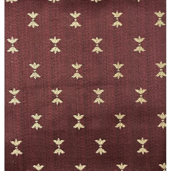 Decora Furnishings Royal Lily Design Jacquard Material Cotton Mix Fabric Blend for Upholstery, Chair, Window Treatments, Craft - Width 54 inches - Fabric by The Yard (Maroon)