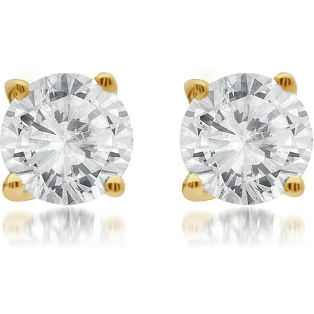 1/4 Carat T.W. Round White Diamond 14kt Yellow Gold Stud Earrings with Gift Box, IGL Certified