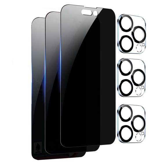 3 3 Pack Dteck for Apple iPhone 14 Pro Max Privacy Screen Protector Tempered Glass Camera Lens Protector 9H Anti Spy Privacy Screen for iPhone 14 Pro Max 3 Pack Camera Lens Protector