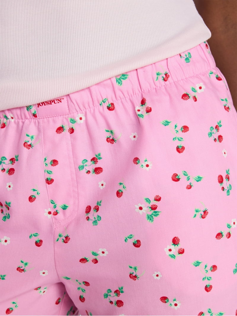Joyspun Women's Woven Pajama Boxer Shorts, 3'' Inseam, Sizes XS-3X