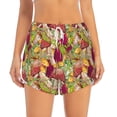 thumbnail image 2 of Yiaed Colored Large Mushrooms and Leaves Print Women's Running Shorts with Liner 3 Zipper Pockets Elastic Workout Athletic Gym Yoga Shorts-XX-Large, 2 of 7