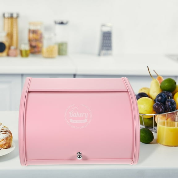 Huaq Iron powder coated bread box kitchen supplies creative storage box (pink) 1PCS