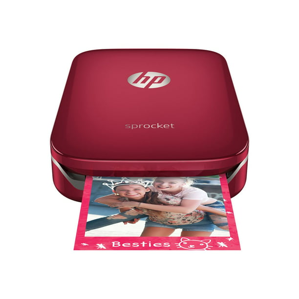 HP Sprocket Portable Photo Printer, Print Social Media Photos 2x3 Sticky-Backed Paper - Red (Z3Z93A) -