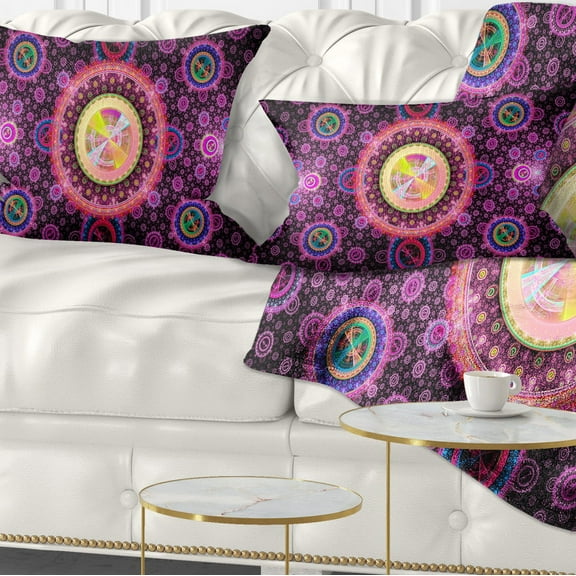 Designart Bright Pink Psychedelic Relaxing Art - Abstract Throw Pillow - 12x20