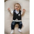 thumbnail image 4 of BemeyourBBs Toddler Leather Vest Jacket Dress Letter Embroidery Sleeveless Coat, 4 of 9