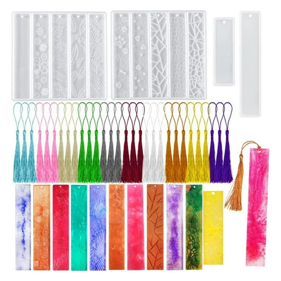 CIYISON 1 Set Rectangle Bookmark- Mold Silicone Resin Mould with Tassels for DIY Jewelry