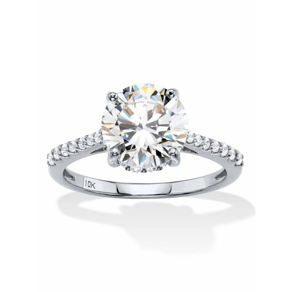 PalmBeach Jewelry 3.31 TCW Round White Cubic Zirconia Bridal Engagement Ring in Solid 10k Yellow or White Gold
