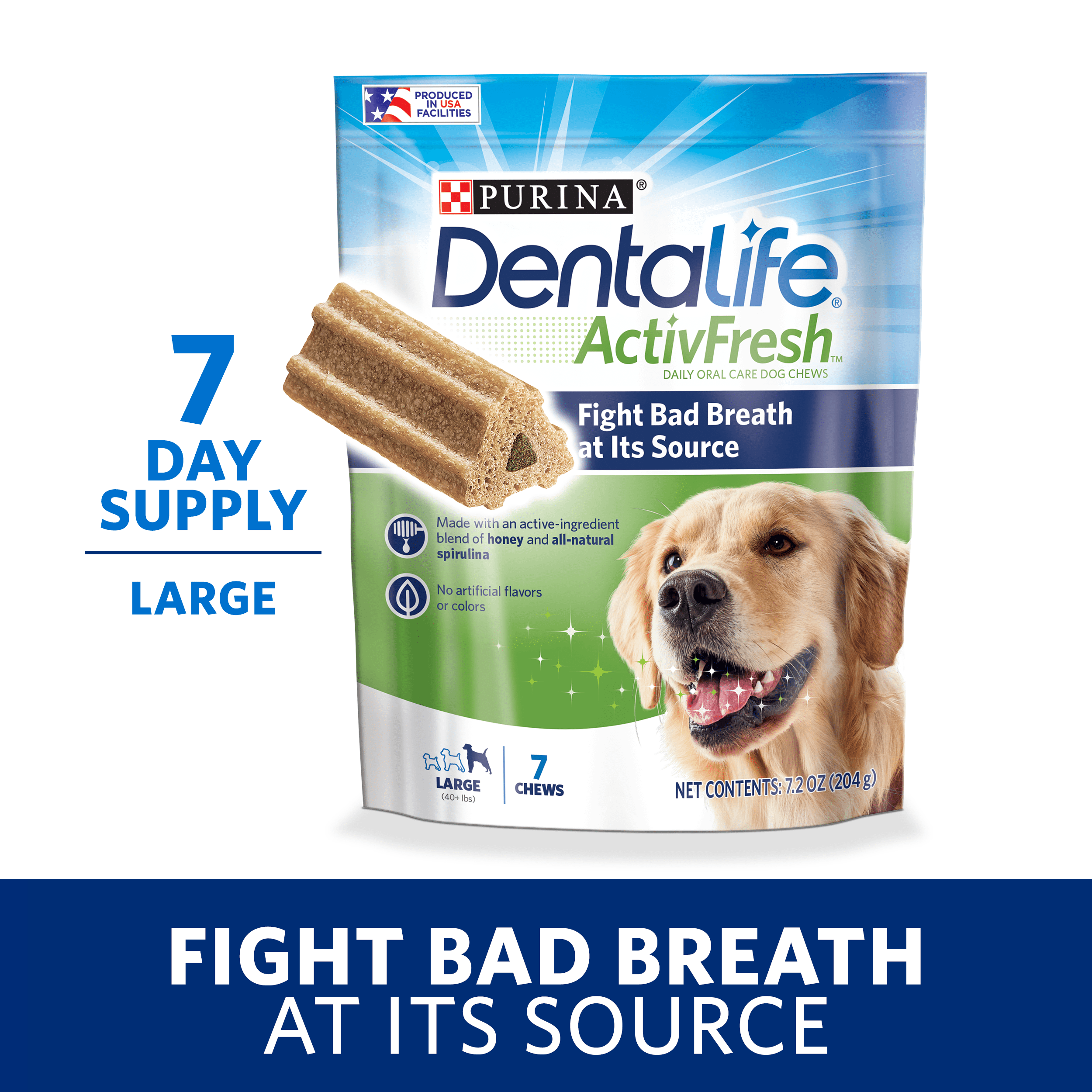 Purina DentaLife Large Breed Dog Dental Chews, ActivFresh Daily Oral Care Large Chews, 7 ct