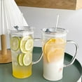 thumbnail image 5 of Ribbed Glass Cups With Lids And Ribbed Glass Cups With Handles Iced Coffee Glassware Transparent Reusable Drinking Utensils With Lids And Suitable For A in A Teacup Cup Acrylic Drinking Glasses with, 5 of 9