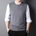 thumbnail image 3 of Suéter de punto para hombre, novedad de primavera y otoño de 2021, sin mangas, chaleco holgado para hombre, jersey informal de cuello redondo para caballero, jersey de jersey, 3 of 4