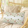 thumbnail image 4 of Spring Green Flowers Pillow Covers, Linen Long Throw Pillow Case, Watercolor Floral Botanical Holiday Pillow Protector Decorative Cushion Cover for Living Room/Bedroom 16" x 24", 4 of 8