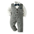 thumbnail image 4 of Odeerbi Baby Boys Clothes Toddler Outfit Newborn Clothes Autumn Winter Long Sleeve Suspender Trousers Set Sling Gentleman Clothes Formal Dress Suit Gray, 4 of 4
