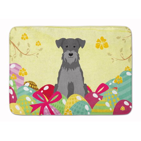 Easter Eggs Miniature Schanuzer Black Silver Machine Washable Memory Foam Mat