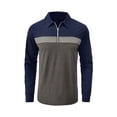thumbnail image 2 of Bellella Hauts pour Hommes Polo à Col Rabattu Manches Longues Blouse Coupe Régulière T-Shirt Colorblock T-Shirts Hommes Gris 2TG, 2 of 5