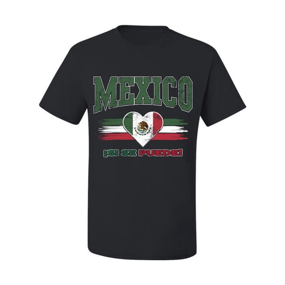 Wild Bobby Mexico Flag Heart Si Se Puede Graphic | Women's Novelty T-Shirt | Soccer Football Fan Game Day Gift for Her Unisex Men Tee