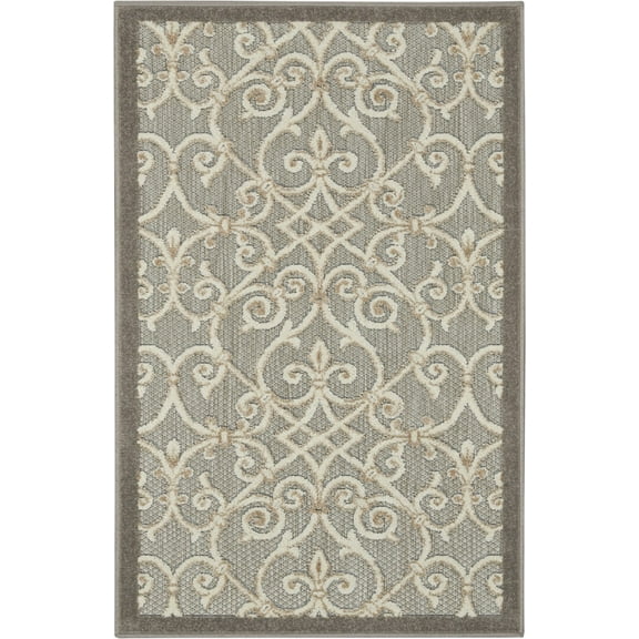 3â€™ x 4â€™ Natural and Gray Indoor Outdoor Area Rug