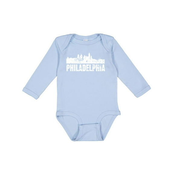 Inktastic Philadelphia Skyline Grunge Boys or Girls Long Sleeve Baby Bodysuit