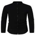 thumbnail image 2 of PENGXIANG Classic Buttoned Henley Shirt for Men with Retro Cotton Linen Fabric, 2 of 5