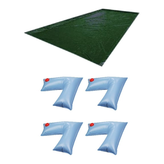 Swimline 16 x 32 Ft RipStopper Pool Cover   4-Pack of Corner Water Cover Weights