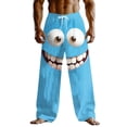 thumbnail image 3 of Ceisia Men's Fun Cartoon Print Loose Casual Pants with Elastic Drawstring Waist Sky Blue L Gifts, 3 of 3