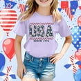 thumbnail image 2 of MIXUE Girls Tops & T-Shirts Summer Fourth Of July Independence Day Letter Print Round Neck Short Sleeve Casual Party Tee Shirts Streetwear,Purple,12-13 Years, 2 of 4
