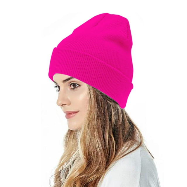 Bérets à Moins de 5 $ Rose Unisexe Bonnet Tricoté Automne et Hiver Couple Simple Bonnet à Enfiler