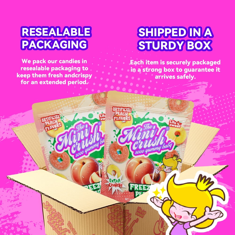 Freeze Dried Peach Ring Candy (2 pack)-healthy snacks, delicious and crunchy fruit candies, perfect for small snacks anytime and anywhere, sweet snacks, Delicious choice for grape lovers