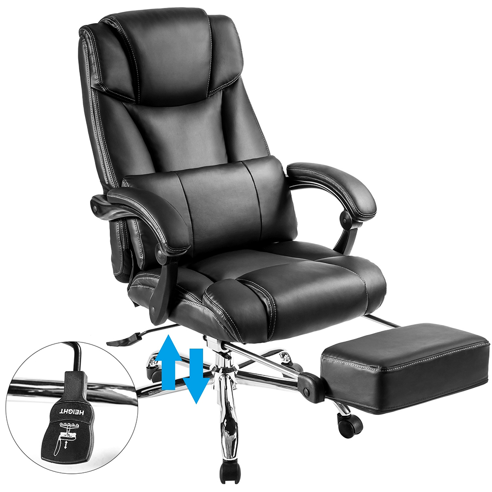 Kepooman PU Leather High Back Office Chair, Mid-Back Executive Conference Task Chair with Arms, Black Kepooman PU Leather High Back Office Chair, Mid-Back Executive Conference Task Chair with Arms, Black