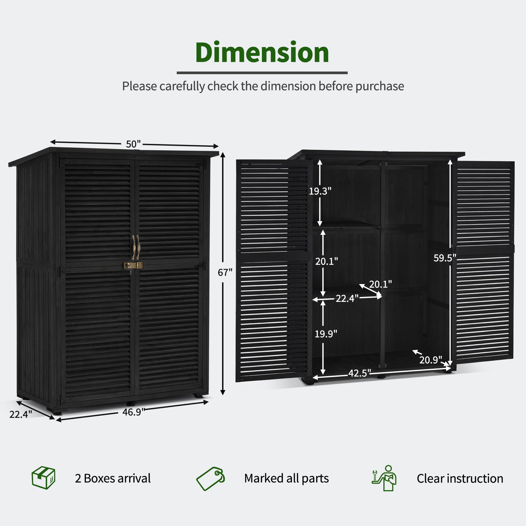 MCombo Outdoor Wood Storage Cabinet, Garden Tool Shed 1900