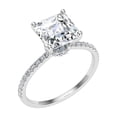 thumbnail image 2 of Dash Jewel 1.9 Ct Asscher Cut Lab Created Diamond Ring - 14K White Gold Plated Hidden Halo Engagement Wedding Ring - Solitaire with Accents Diamond Ring for Her - Gift for Special Moments, 2 of 6