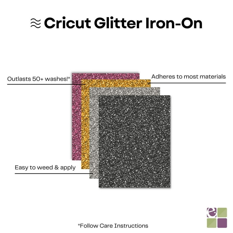 Cricut Beginner Bundle- Glitter Iron On HTV, Vinyl Sheets, Tool Kit, Pens,  eBook