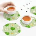 thumbnail image 7 of Pofeuu St Patrick's Day11 Print Leather Coasters Set of 6, Round Cups Mugs Mat Pad for Home Kitchen Heat Resistant Drink Coasters,Octagon, 7 of 7