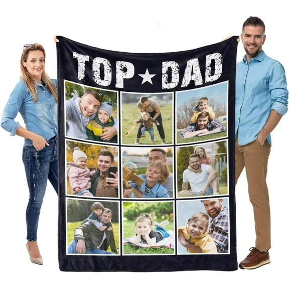 AISENIN Custom Dad Throw Blanket with photo for Dad Customized Fathers Day Birthday Gifts Photos Collage Blanket Personalized from Daughter