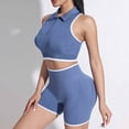 thumbnail image 6 of TOWED22 Women 2 Piece Workout Sets Padded Yoga Tank Top High Waisted Biker Shorts(Blue,S), 6 of 8