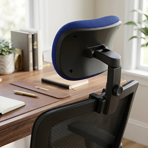 HOOWIFFY Office Chair Headrest Attachment Blue Ergonomic Neck Support Adjustable Comfort