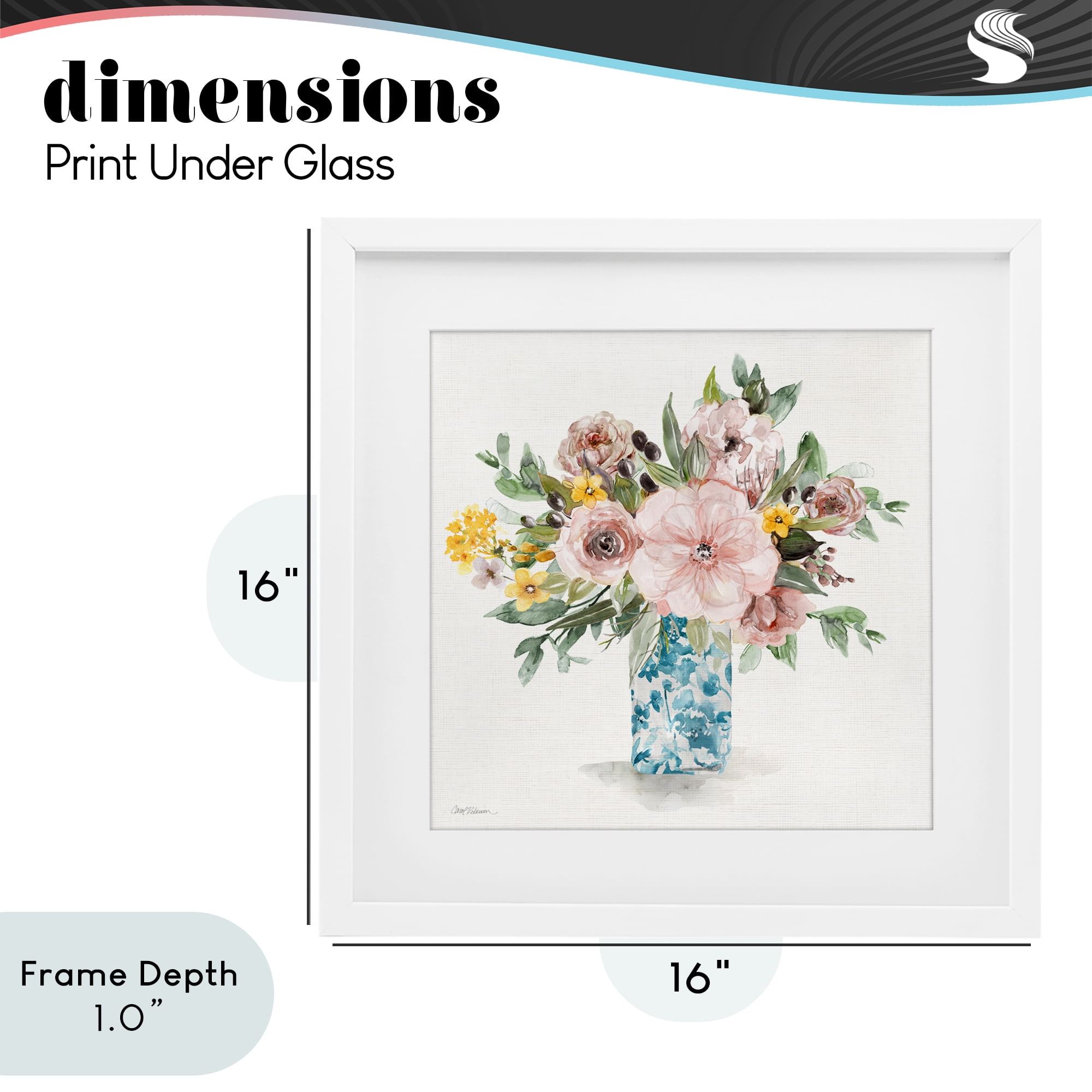 Stupell Industries Summer Chinoiserie Vase White Framed Print Under Glass, design by Carol Robinson