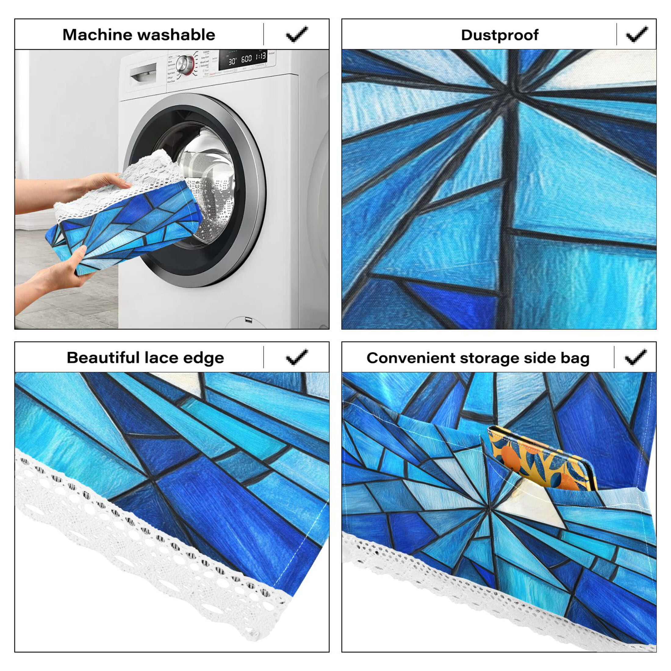 WOBOGO Blue Irregular Glass Washing Machine Cloth Dryer Refrigerator Top Cover Protective Non-Slip Mat For Kitchen Laundry