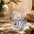 thumbnail image 2 of 1pc Christmas Stemless Wine Glass, Christmas Drinking Glasses for 3D Embossed Decorative Cup, Hand Painted Raised Clear Glass Cup for Holiday Home Party Decor, 2 of 6