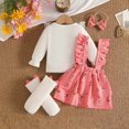 thumbnail image 6 of Gubotare Baby Dress Floral Print Short Sleeve Top Suspender Skirt Outfit Set With Headband Summer Clothes 6 9 Months (Pink,6-9 Months), 6 of 9